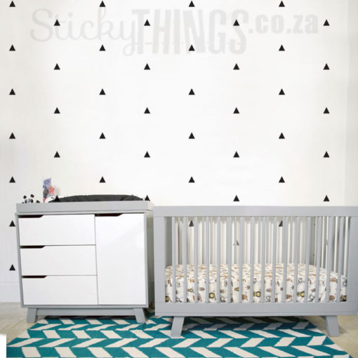 The Mini Triangle Wall Pattern Stickers are small triangle decals that fill a whole wall