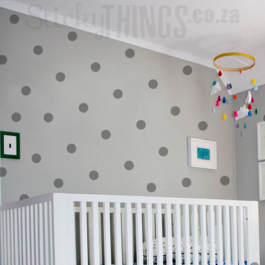 This Polka Dot Wall Sticker is 40 polka dot decals that are 10cm each and can be made into a pattern to cover a whole wall.
