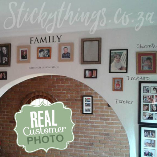 Family Photo Words Sticker in a customers house