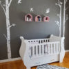 Birch Trees Wall Sticker on a grey wall in a baby room