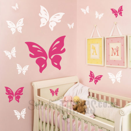 Glow in the Dark Pink Flower Fairy and Butterfly Sticker Kids Room  Autocollant