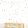 This Confetti Pastel Polka Dot Wall Sticker is 70 pastel coloured dot decals placed on a wall to resemble confetti