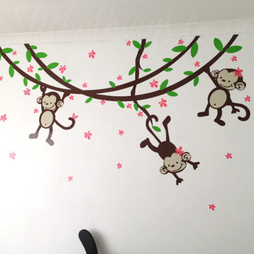 The Girls Monkey Wall Art Tattoo is made up of vines with leaves and flowers plus the 3 monkeys too