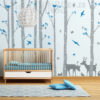 Nursery Wall Decals Birch Forest with 8 trees and 2 deer plus birds and butterflies!