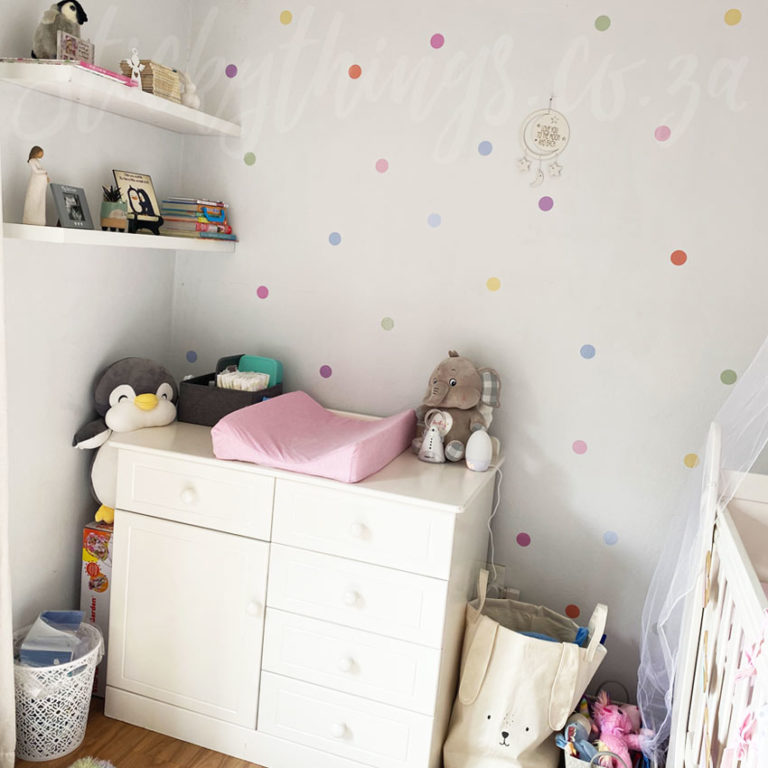 Confetti Dots Wall Art Sticker in a baby nursery