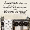 Disney Quote Wall Art says Laughter is timeless, Imagination has no age, and Dreams are forever.