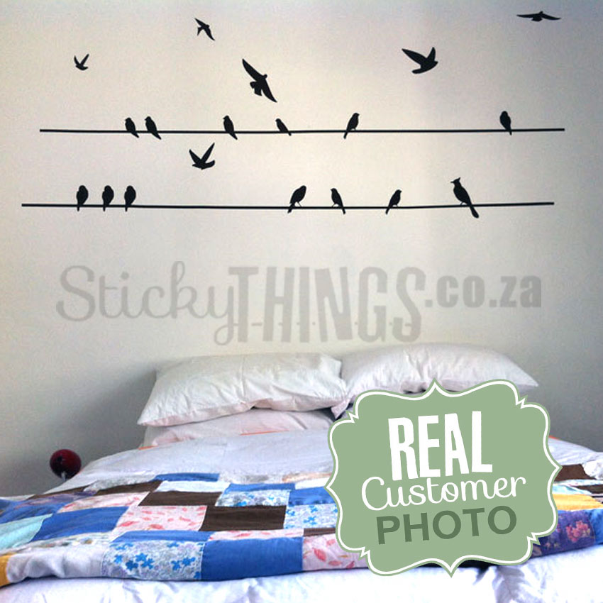 4m long Birds on a Wire Wall Sticker - Birds on a Wire Wall Decal