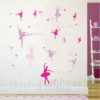 The Girls Ballet Wall Art is 15 Ballerinas dancing with swirls and hearts that will all fill an entire wall.