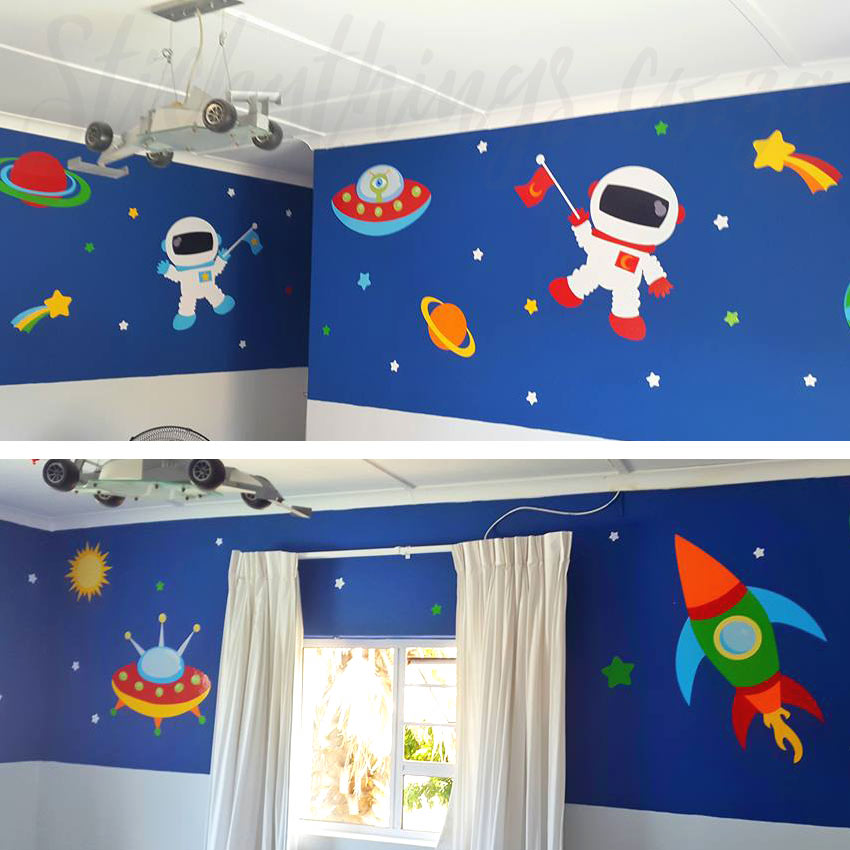 Outer Space Vinyl Wall Sticker Stickythings Co Za - Outer Space Rocket Wall Decal