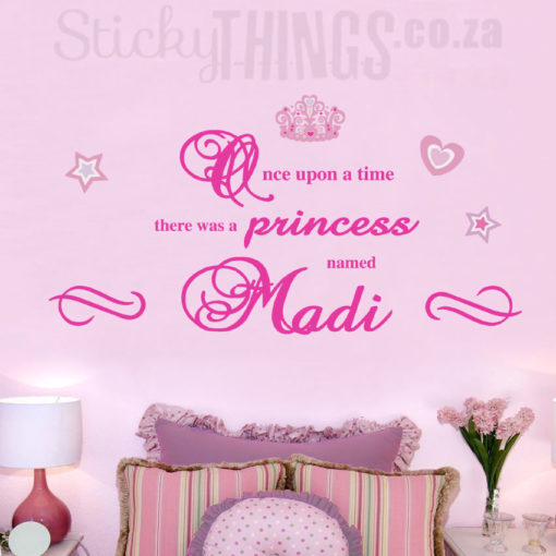 The Princess Personalised Vinyl Decal says Once upon a time there was a princes named and we add your custom name!