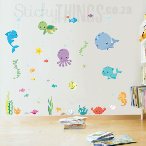 The Under the Sea Bathroom Decal is filled with loads of fishes and sea creatures that you would find in a aquarium - they are very cute.