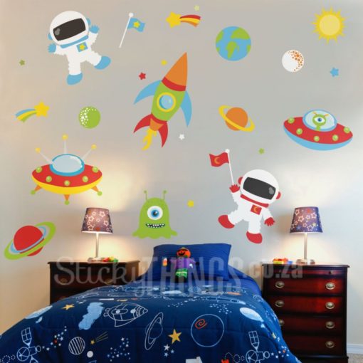 Outer Space Decal in a boys bedroom