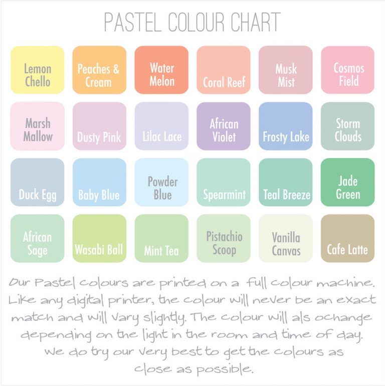 Pastel Decal Colour Chart has 24 colours to choose from