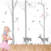This Birch Trees Nursery Wall Vinyl is 3 trees with birds and other animals too.