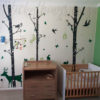Bokkie Birch Trees Grey and Light Green on a nursery wall