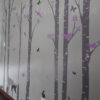 Bokkie Birch Wall Sticker Grey and Lilac on a wall
