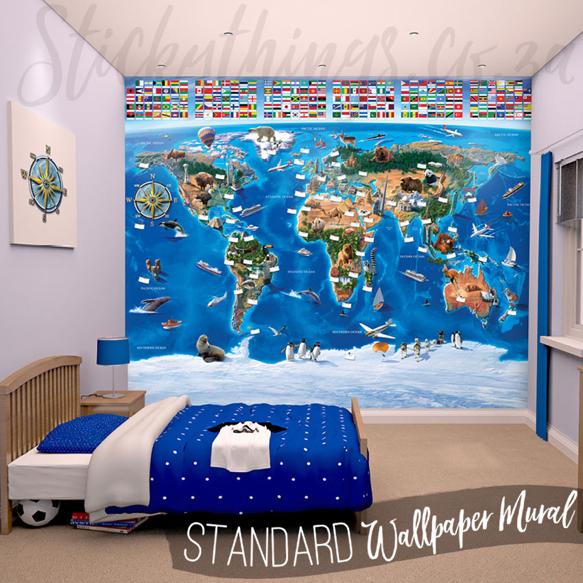 Giant Childrens World Map Mural Kids Giant World Map Stickythings
