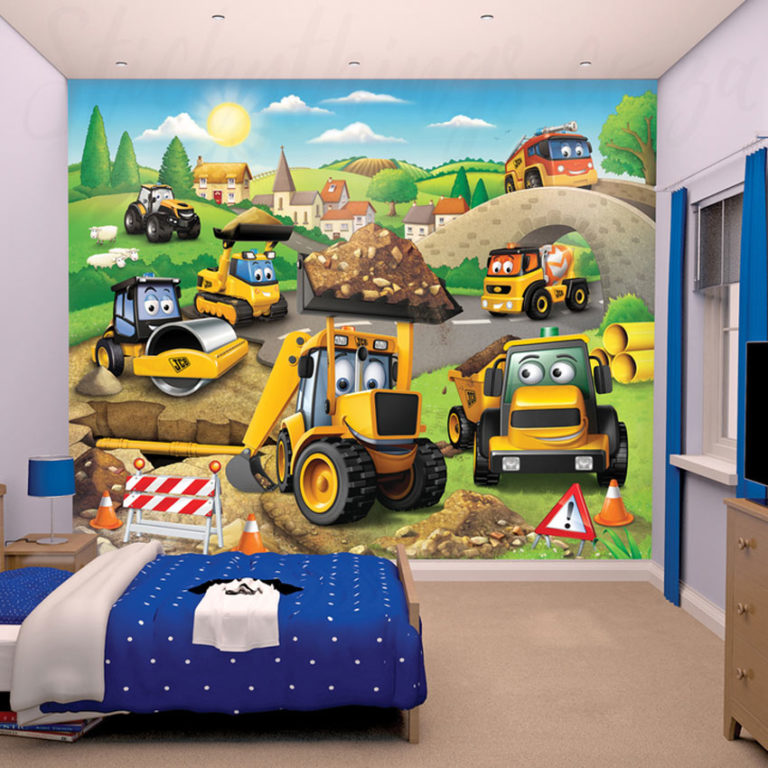 Boys Bedroom with the Under Construction Wall Mural