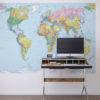 Small World Map Mural in a home office
