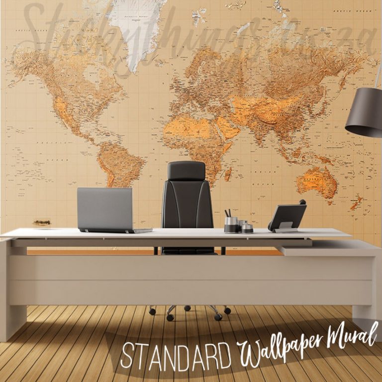 Office with The World Wall Mural