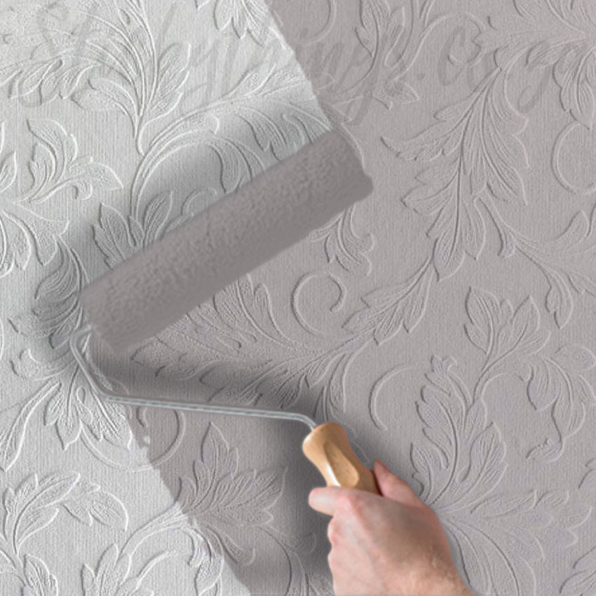 Scrolling Leaf Paintable Textured Vinyl - 3D Luxury Paintable Wallpaper