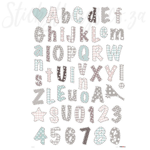 The Sheet of Alphabet letters Decal