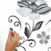 So easy Peel & Stick Black and White Flower Scroll Wall Decals
