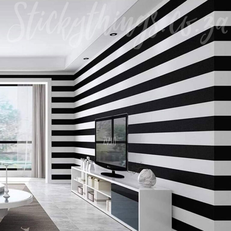 White and Black Striped Wallpaper on a wall