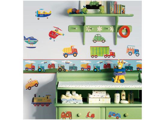 Boys room with trucks Peel & Stick Border and Decals too