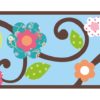 Close up of the Blue Floral Scroll Girls Border