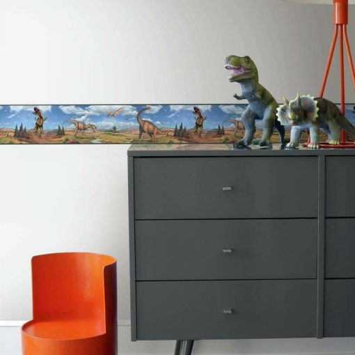 Boys room with the 4.57m dinosaurs room border sticker