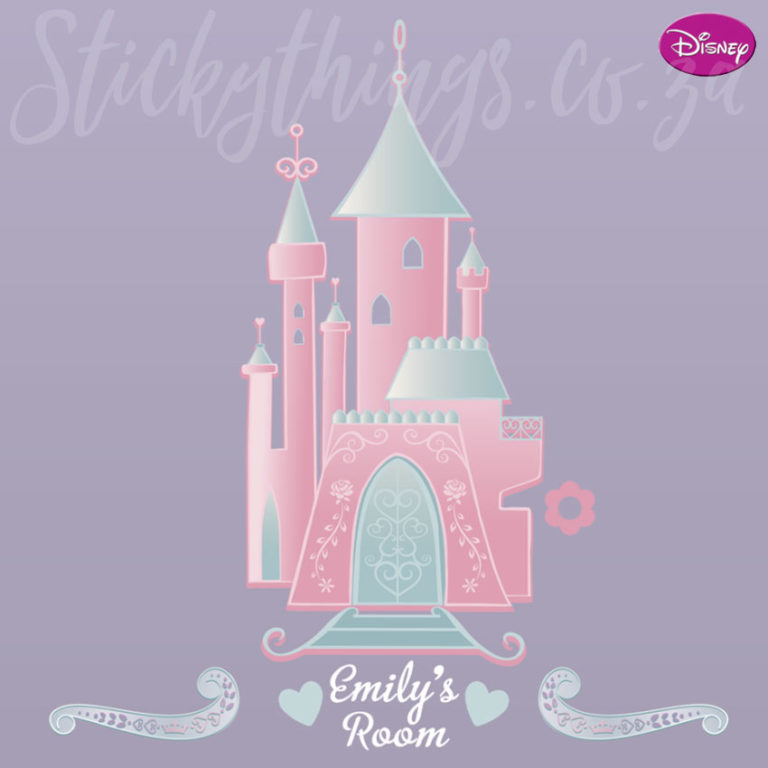 Disney Princess Castle Wall Sticker on a purple wall