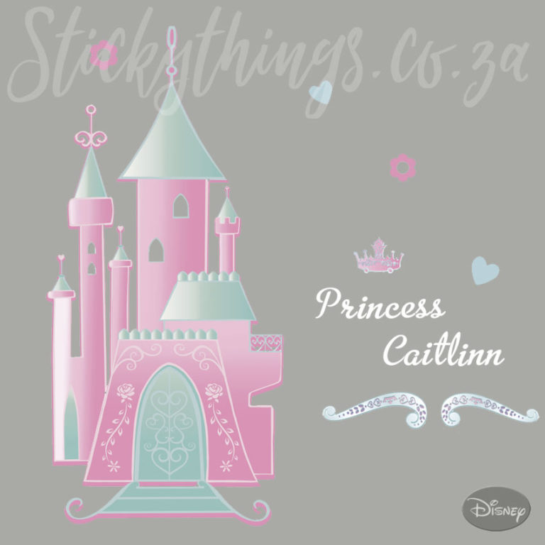 Personalised Princess Castle Wall Sticker on agrey wall
