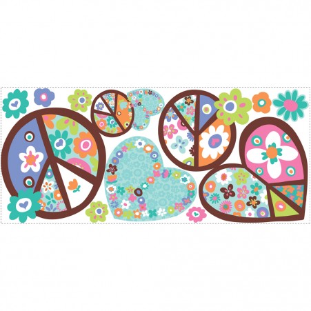 Hearts Peace Signs Giant Wall Decals