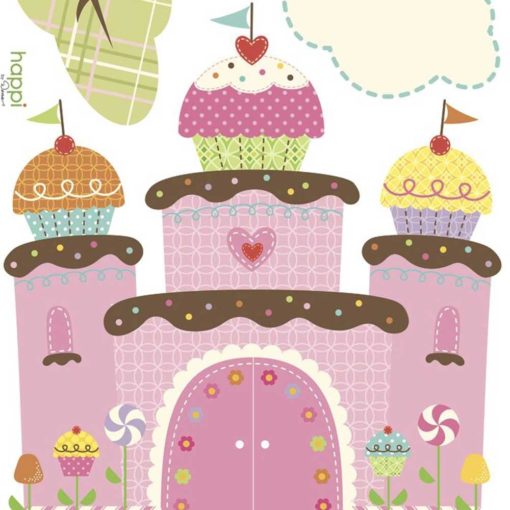 Close up of the Princess Cupcake Castle Wall Sticker