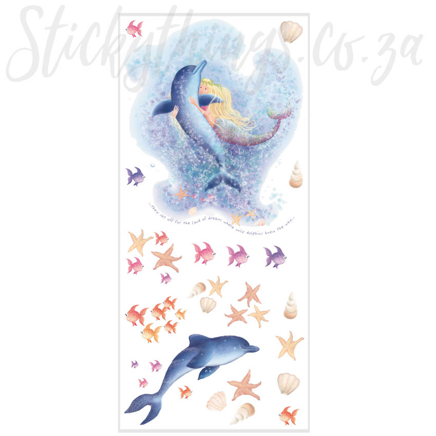 Dolphin and mermaid sticker large mermaid decal