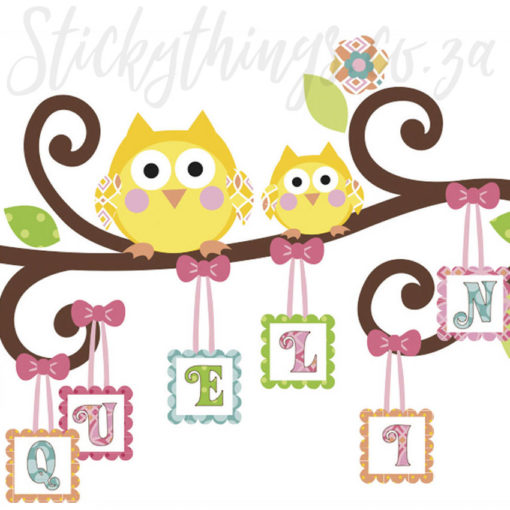 Close up of the Personallised Scroll Branch Nursery Wall Decal
