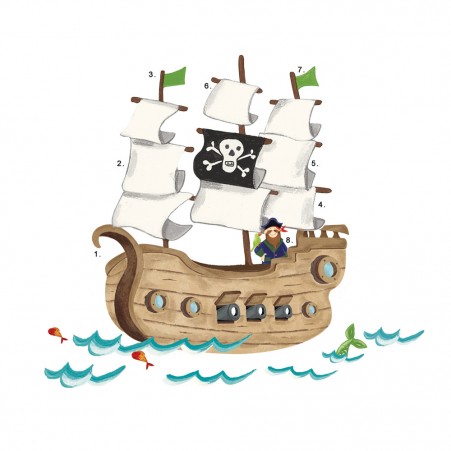 Assembled Giant Pirate Ship Wall Decal