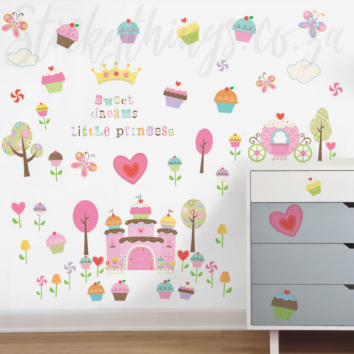 Princess Cupcake Wall Stickers in a bedroom