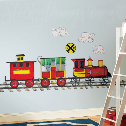 Giant Train Wall Sticker in a bedroom