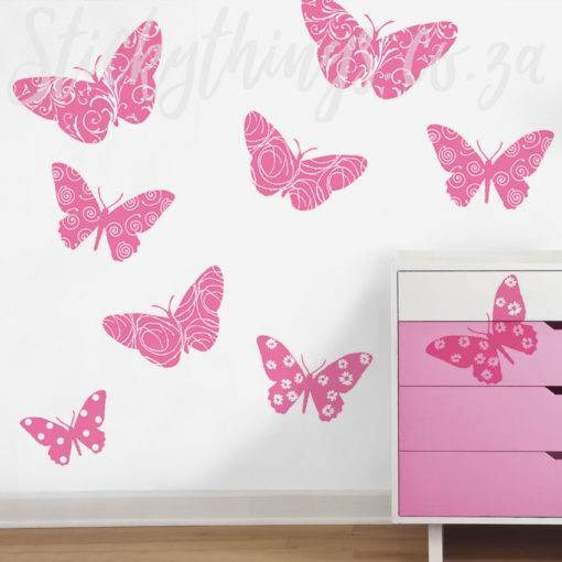 Bedroom with the Velvet Butterfly Wall Stickers