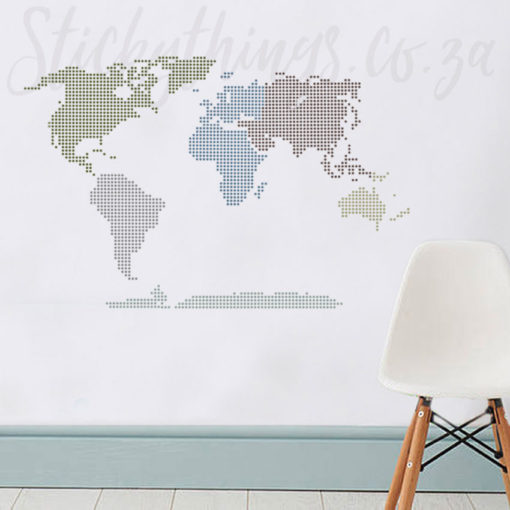 Modern World Map Wall Sticker in an office