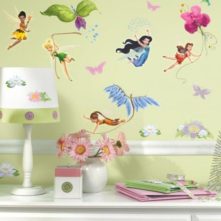 Disney Fairy Wall Sticker with Glitter in a girls room
