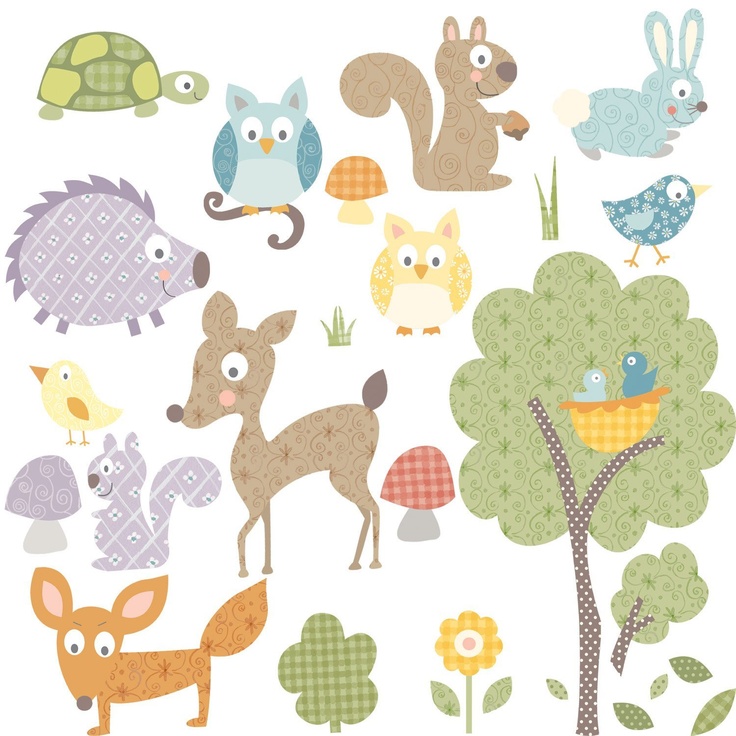 Showing nearly all the animals in the Woodland Animals Wall Art