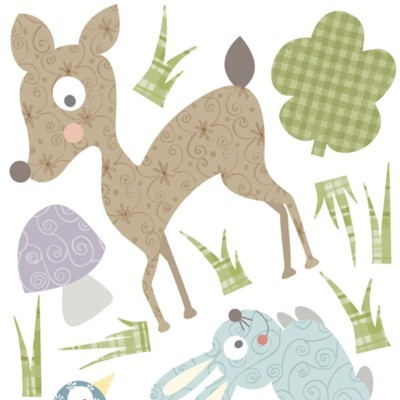 Close of the patterns in the Woodland Animals Wall Sticker