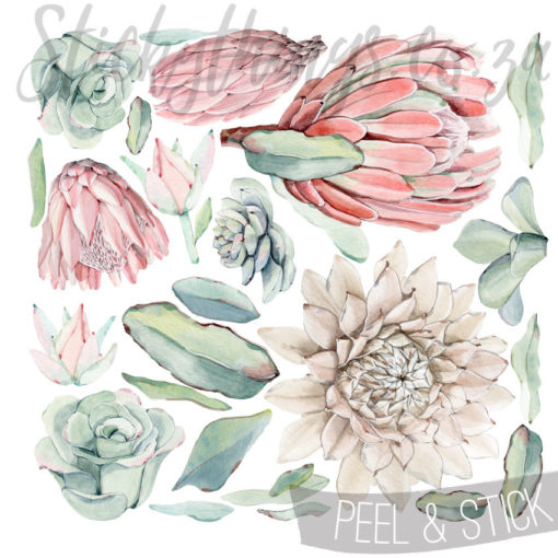 Sheet of Oversized Floral Protea Wall Art Stickers