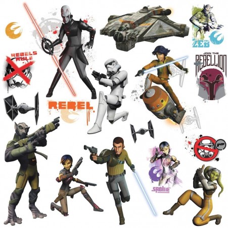 Close up of all the Star Wars Rebels Glow in the Dark Wall Stickers