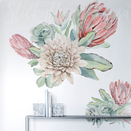 Oversized Floral Protea Wall Decals in a lounge