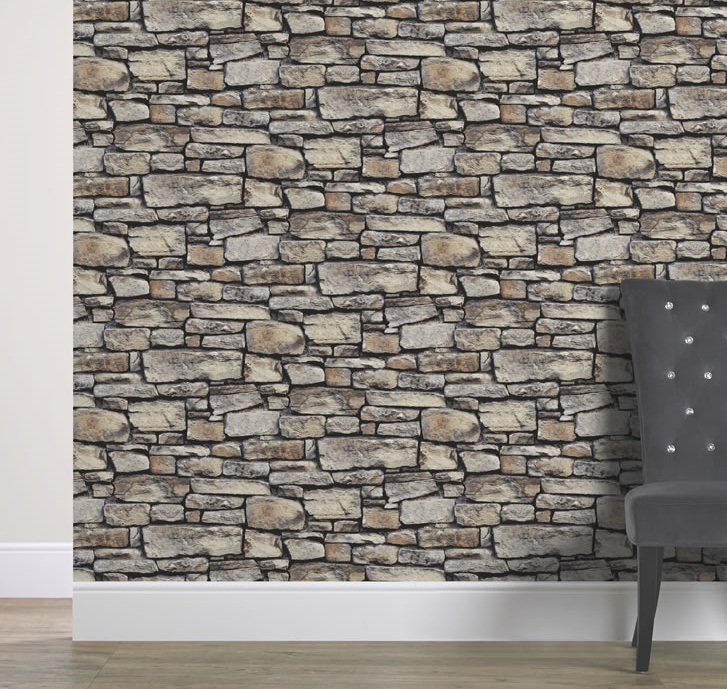 Natural Rock Wallpaper in a Dining Room