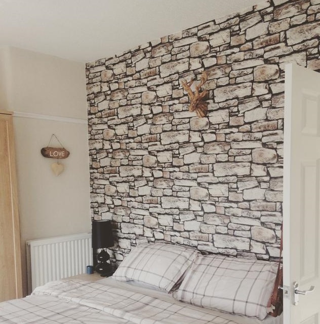 Natural Rock Wall Mural in a Bedroom